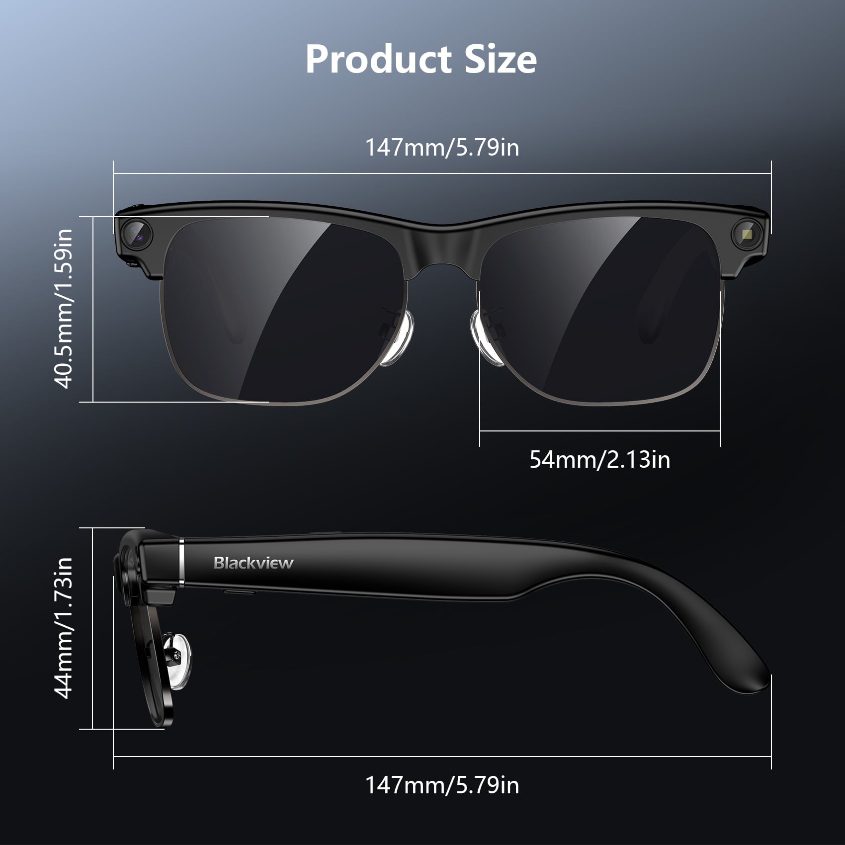 Blackview AI Smart Glasses with Camera, 1080P HD Video & Photo Capture, Real-Time Translation, Recording Glasses with AI Assistant for Women & Men, Open-Ear Audio for Travel (Photochromic)