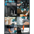RELOIVE Cordless Impact Wrench 1/2", 553ft-lbs (750N.m) High Torque Impact Wrench with 2x 4.0Ah Batteries Brushless Motor Electric Impact Gun Impact Driver for Car Home