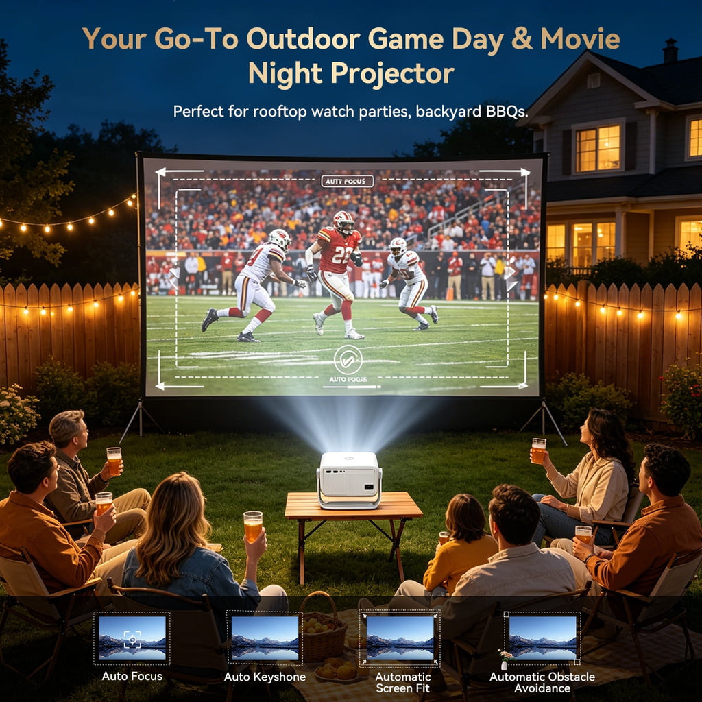 [Built-in Apps] Huidun 4K Projector with Wifi and Bluetooth,330 Lumens,Auto Focus & Auto Keystone Correction,Portable 1080P FHD 360° Rotatable Mini Projector
