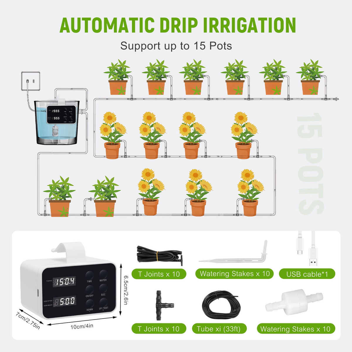 Doulami Drip Irrigation System Automatic Watering System Indoor Plant Irrigation Kit Self Watering Device for 15 Potted Plants