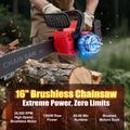 RELOIVE 16" Brushless Cordless Chainsaw, 42V 4000mAh with 3 Chains & Dual Chargers for Heavy-Duty Tree Cutting