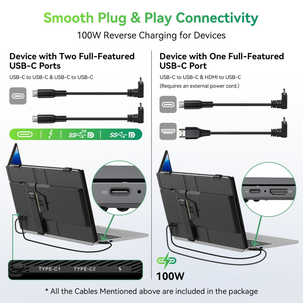 Blackview Ultra‑Slim Laptop Screen Extender, 14" 1080P FHD IPS Triple Portable Monitor, 3.37 lbs Lightweight Dual Display for 13"‑17.3" Laptops, USB‑C Plug&Play, Supports Windows, Mac, Android