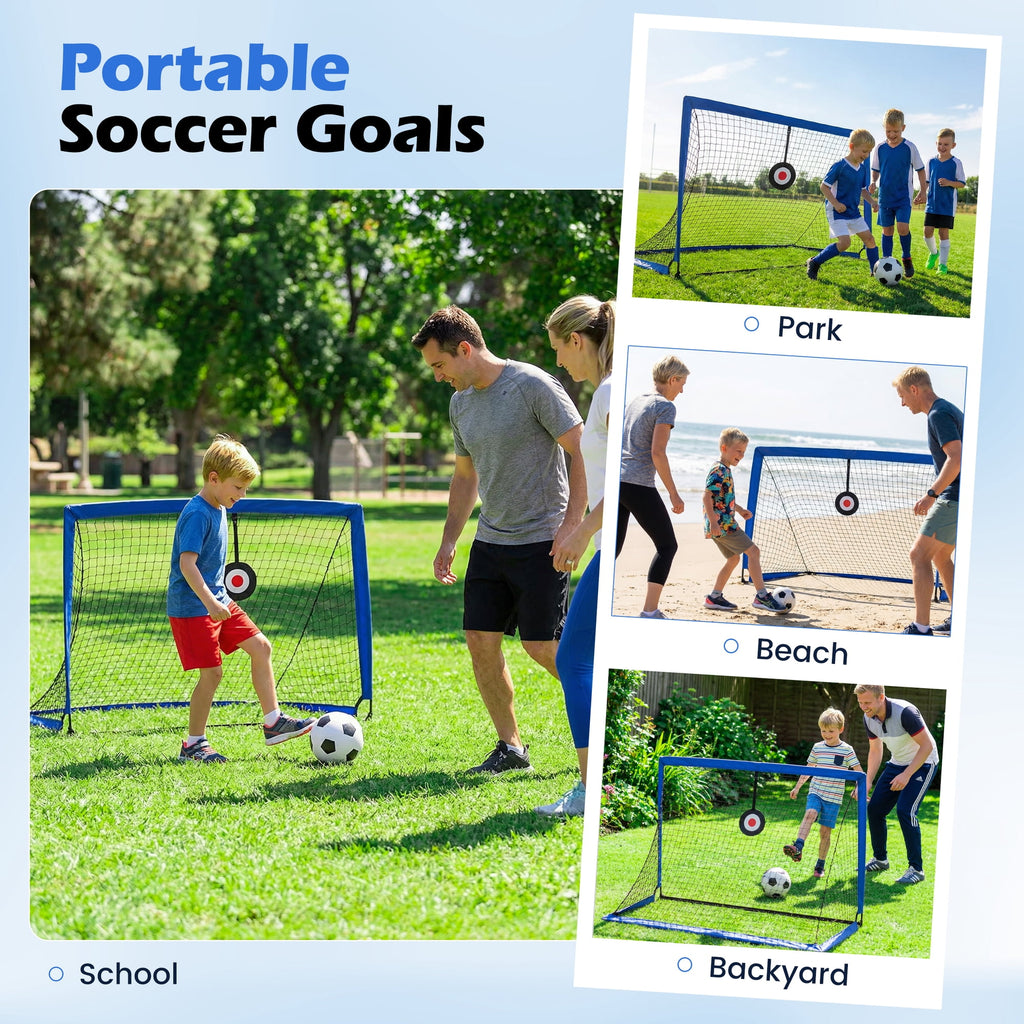 Doulami Soccer Goal Portable Soccer Goals for Backyard 4x3ft Pop Up Soccer Nets Training Equipment Blue