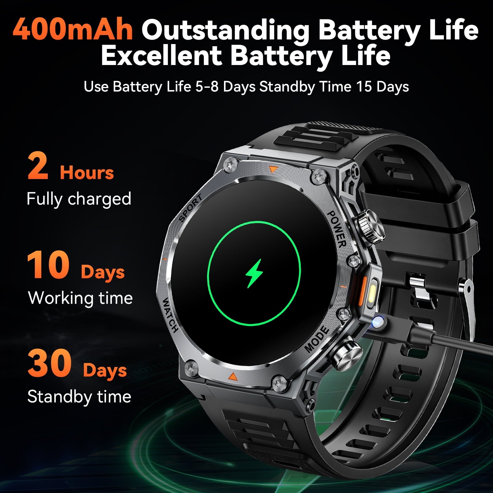 Smart Watch Fits for Android and iPhone, Military Smart Watch, Fitness Tracker, Smart Watch for Men with 100 + Sports Modes, Bluetooth Call/Answer, IP68 Waterproof Smartwatch, Gifts for Dad