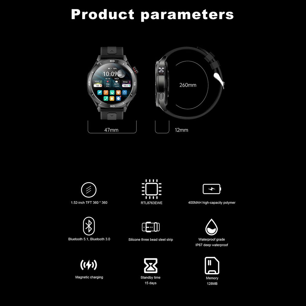 Minsxk Smart Watch Fits for Android and Iphone, 1.52" HD Fitness Tracker,120+ Sport Modes, Smartwatch with Bluetooth Calls/Answer,Smart Watches for Men Women,Ip68 Waterproof,for Gift Black