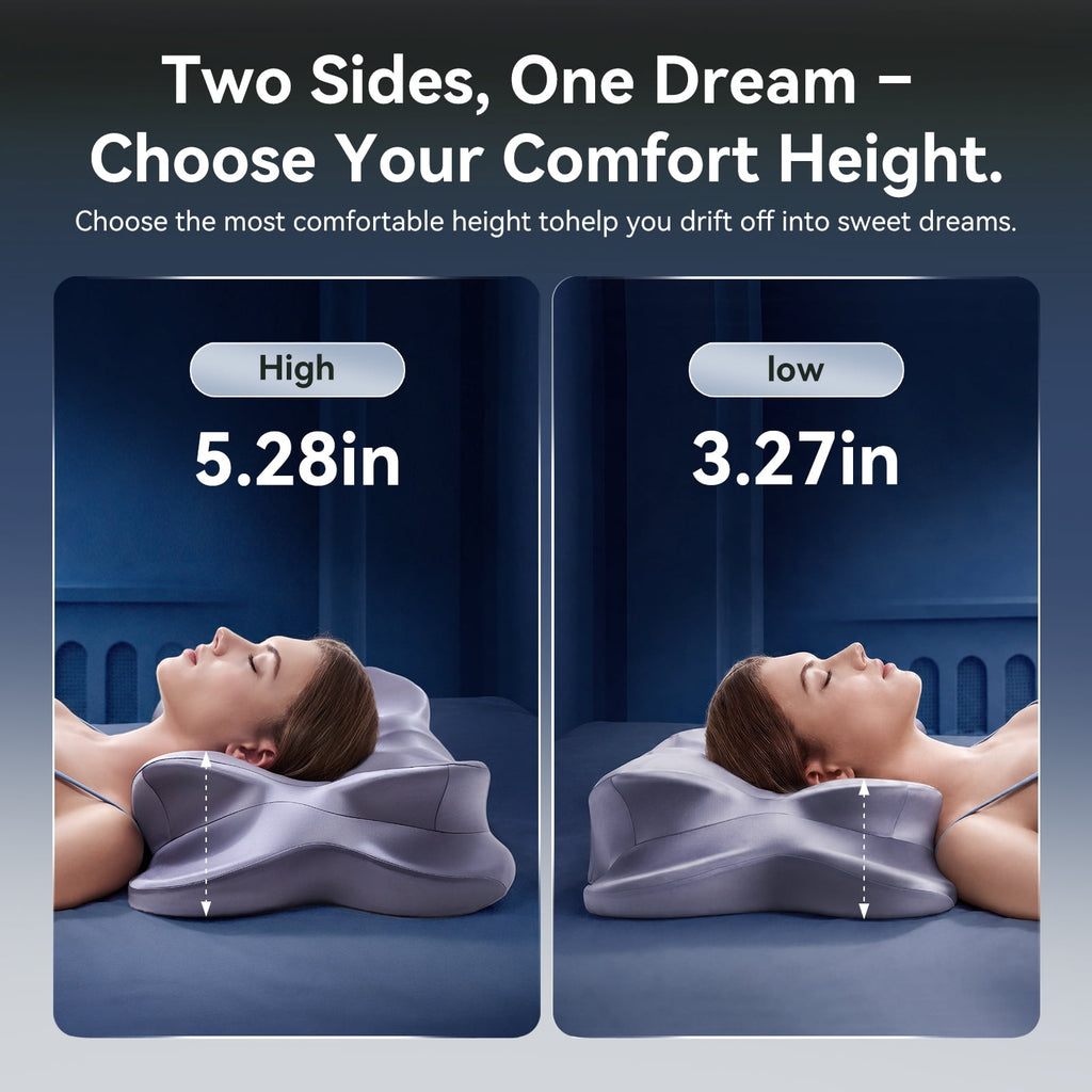Cervical Neck Pillow - Ergonomic Side Sleeper Pillow for Pain Relief, Contour Cervical Pillow for Sleeping, Memory Foam Pillows for Neck Support, Orthopedic Bed Pillow for Back Stomach Sleepers