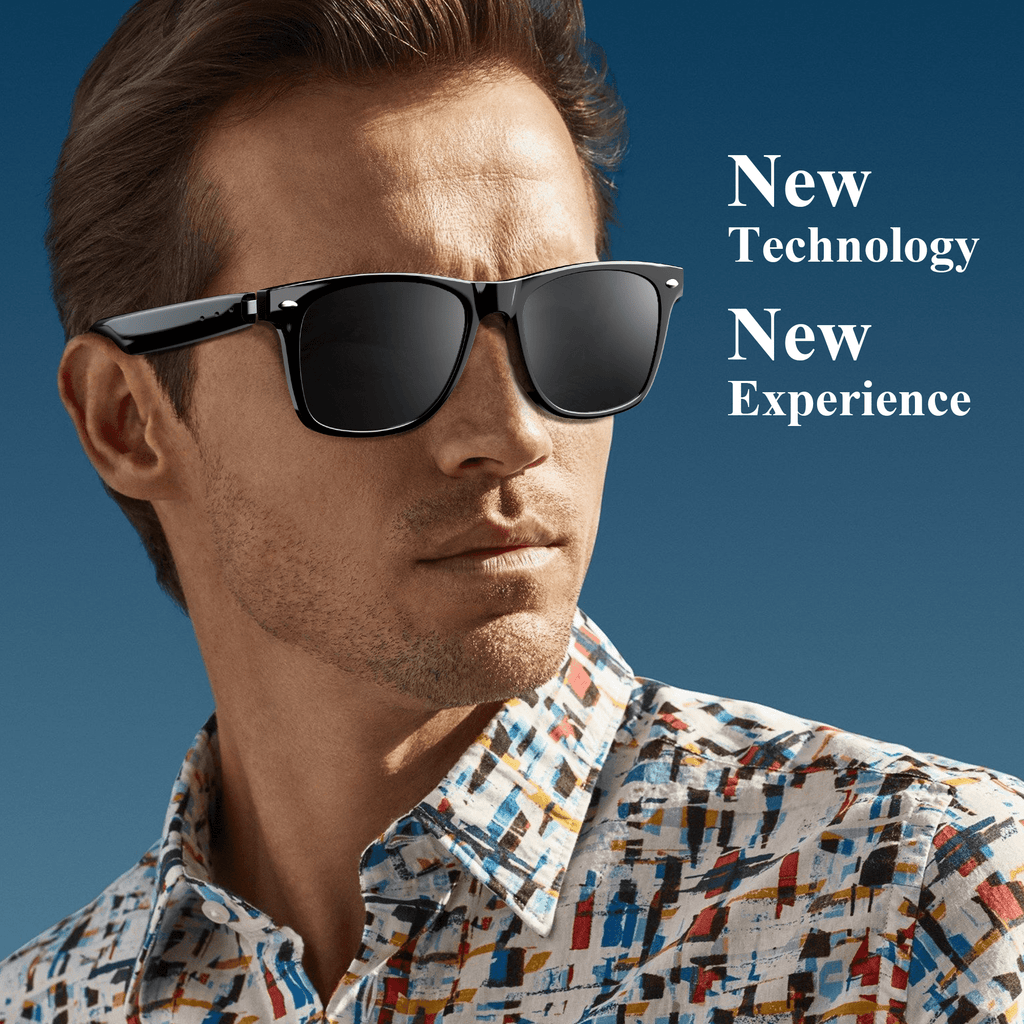 Blackview Smart Sunglasses Bluetooth for Women Men, Open Ear Audio Glasses with Polarized Lens, Hands-Free Calls, Voice Assistant, Black