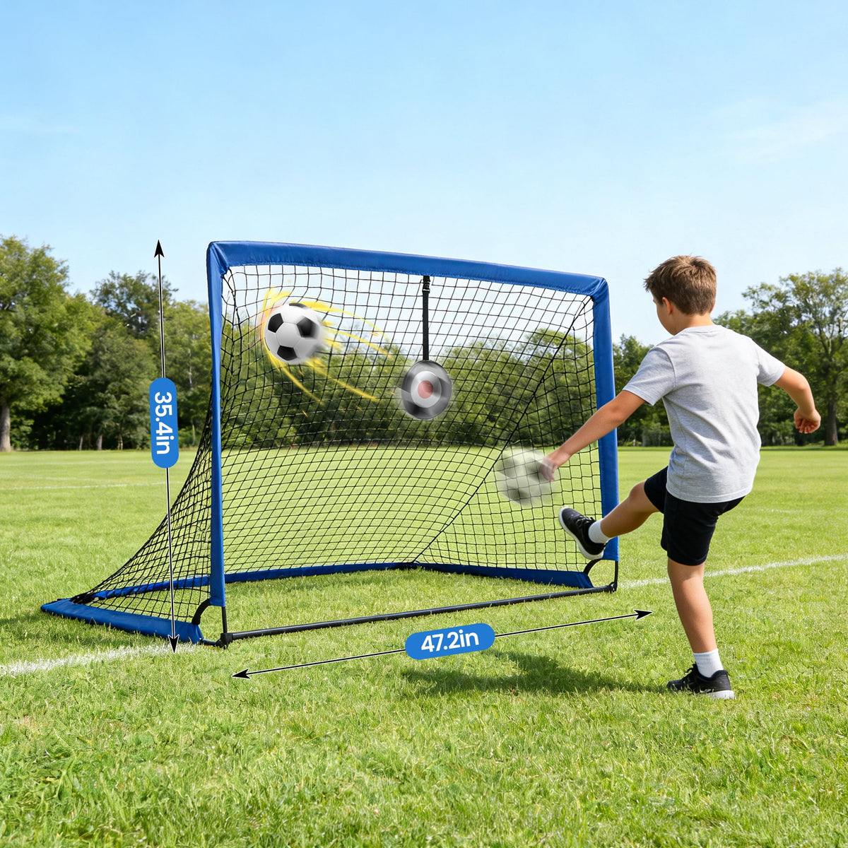 Doulami Soccer Goal Portable Soccer Goals for Backyard 4x3ft Pop Up Soccer Nets Training Equipment Blue