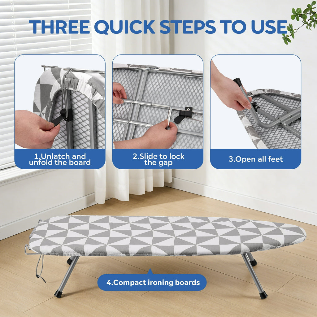 Doulami Ironing Board Tabletop Ironing Board with Iron Rest Portable Folding Iron Board for Dorms Apartment Travel