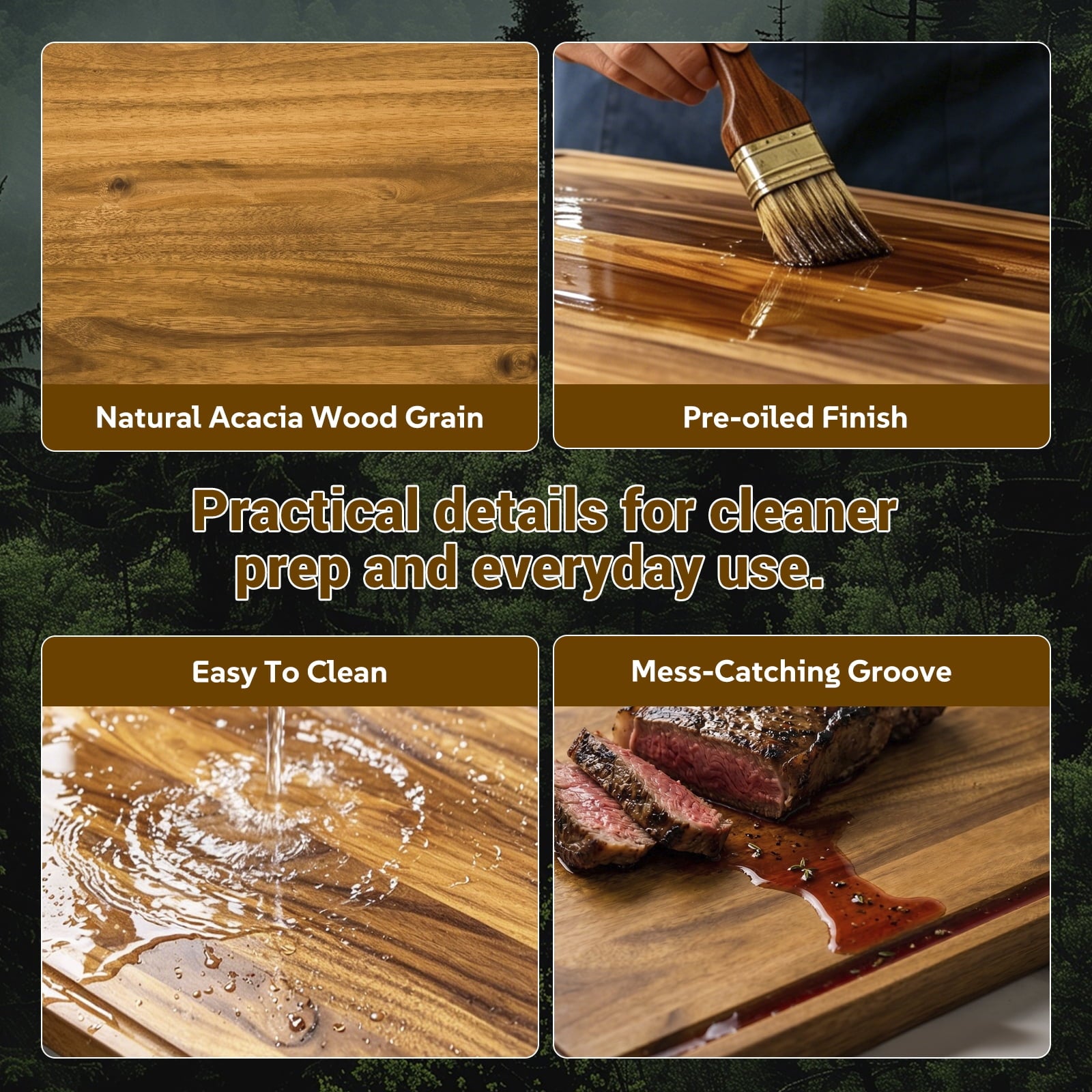 Sentsu Extra Large Acacia Wood Cutting Board with Juice Groove and Handles, 36 x 24 in