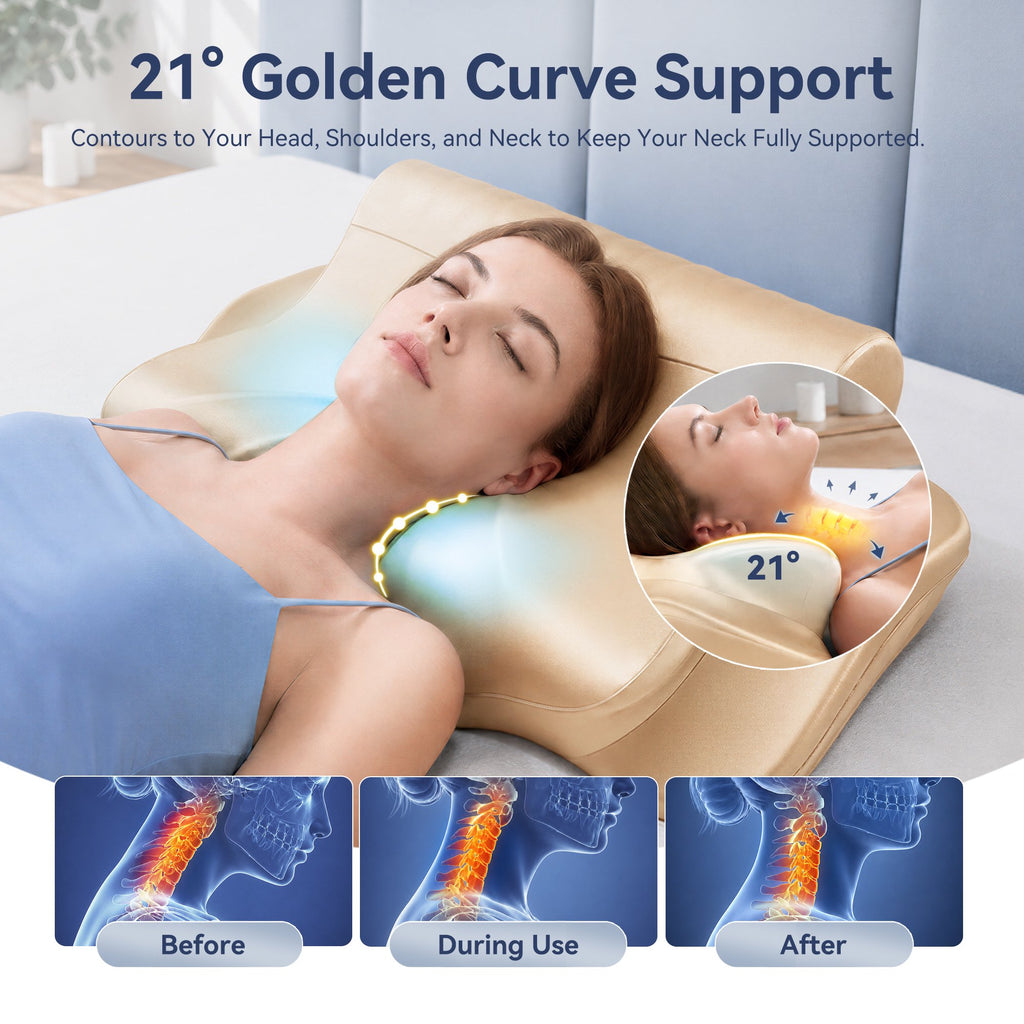Cervical Neck Pillow - Ergonomic Side Sleeper Pillow for Pain Relief, Contour Cervical Pillow for Sleeping, Memory Foam Pillows for Neck Support, Orthopedic Bed Pillow for Back Stomach Sleepers
