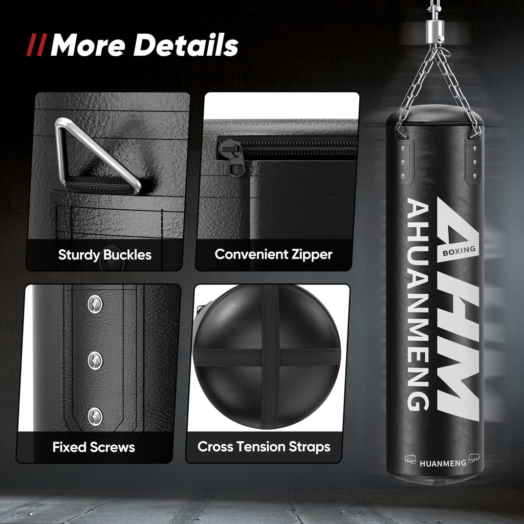 Doulami Punching Bag for Adults 4FT PU Heavy Boxing Bag Set Hanging Boxing Bag Kit w/ 12oz Gloves