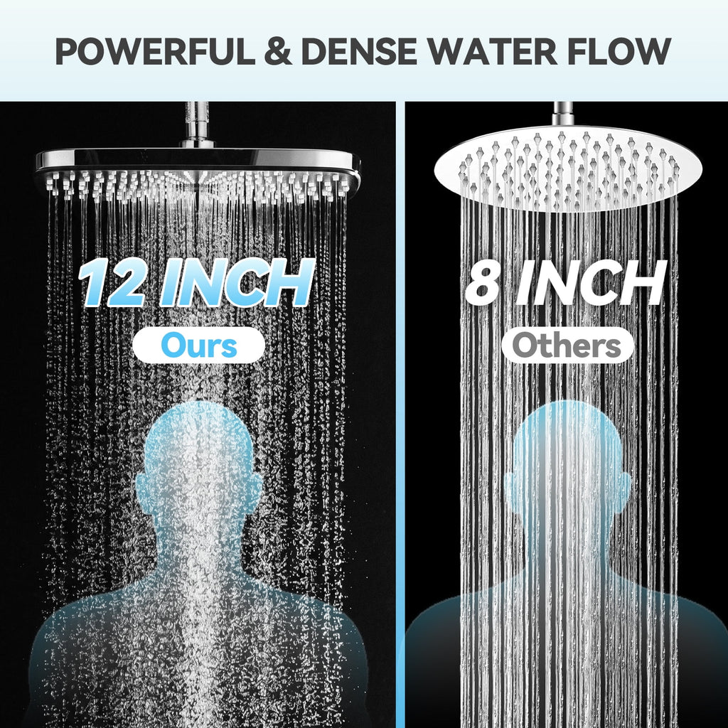 INAVAMZ 12 inch Rain Shower Head and Handheld Combo, High Pressure Shower, 3+8+1 Spray Modes, Magnetic Dock, Power Jet, Anti-Clog Nozzles, 60" Hose,Silver