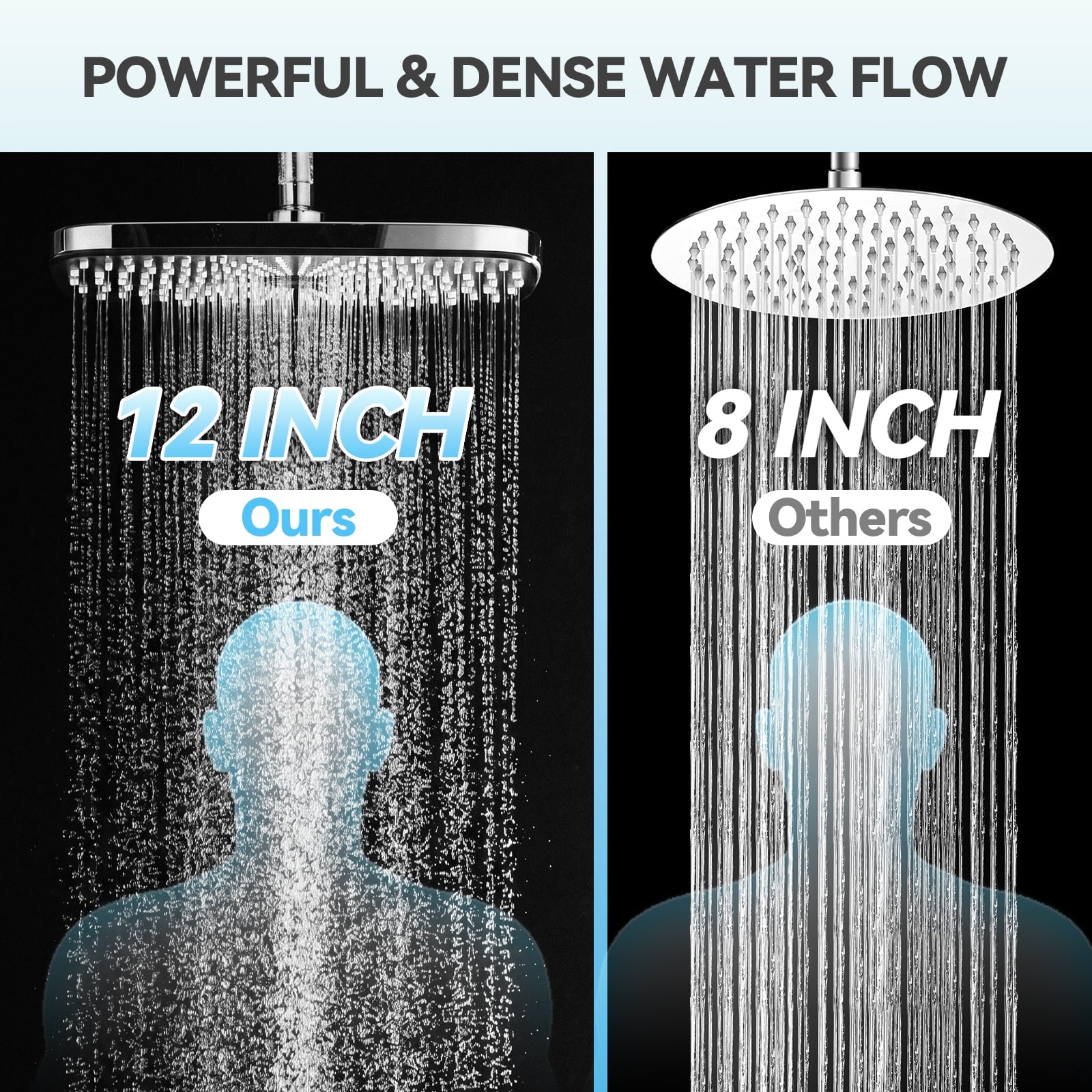 INAVAMZ 12 inch Rain Shower Head and Handheld Combo, High Pressure Shower, 3+8+1 Spray Modes, Magnetic Dock, Power Jet, Anti-Clog Nozzles, 60" Hose,Silver