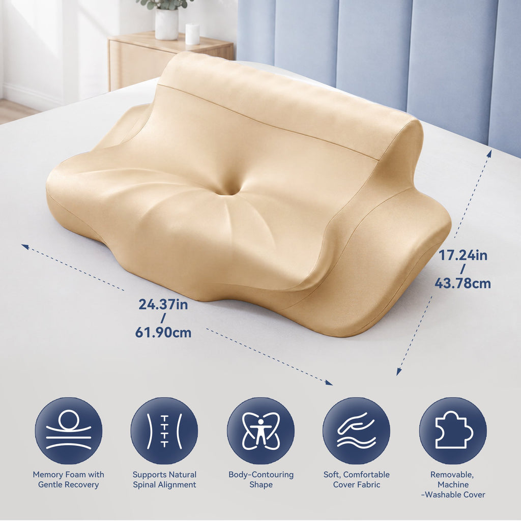 Cervical Neck Pillow - Ergonomic Side Sleeper Pillow for Pain Relief, Contour Cervical Pillow for Sleeping, Memory Foam Pillows for Neck Support, Orthopedic Bed Pillow for Back Stomach Sleepers