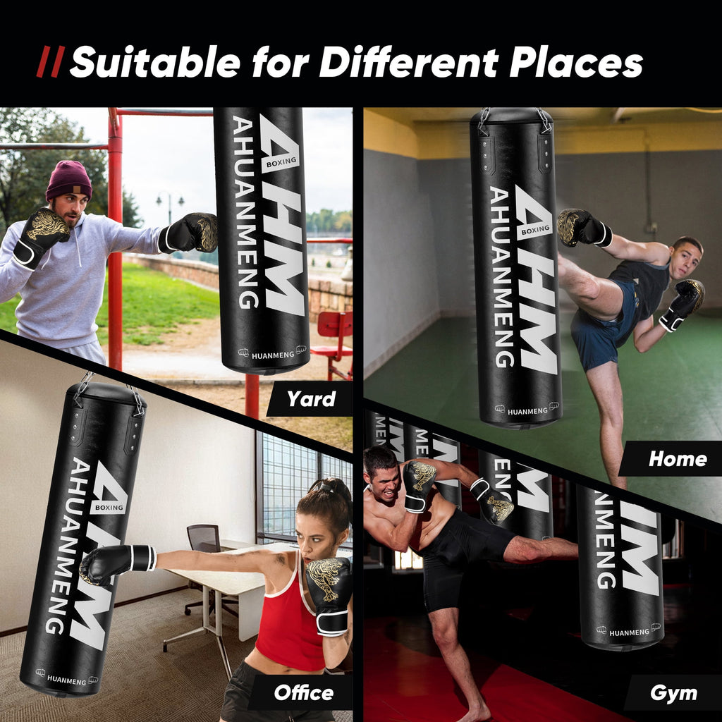 Doulami Punching Bag for Adults 4FT PU Heavy Boxing Bag Set Hanging Boxing Bag Kit w/ 12oz Gloves