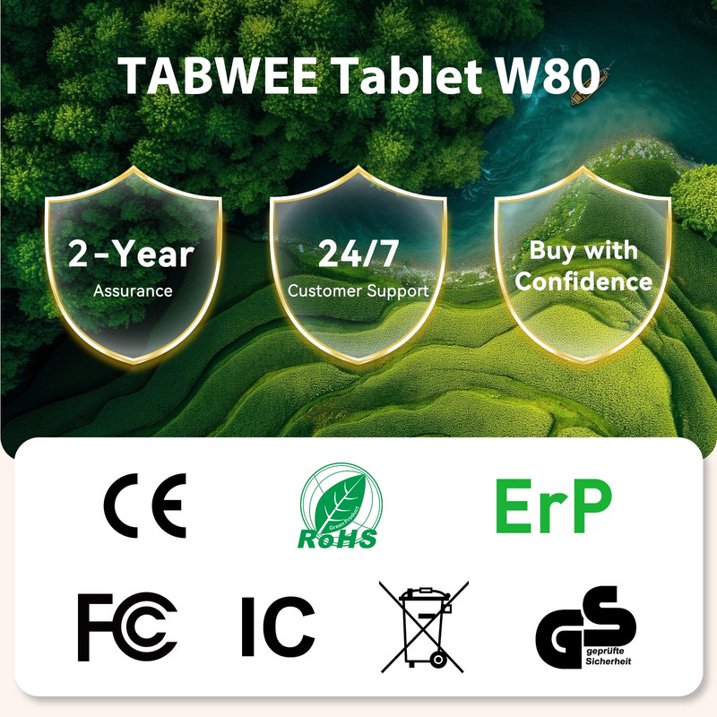 TABWEE W80 10" Android 16 Tablet with Keyboard & Stylus, Unisoc T610 Octa-Core, 4G LTE (T-Mobile Only), 32GB+128GB, 120Hz FHD Display, 6000mAh, for Office Study Gaming