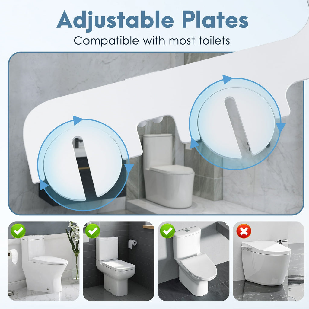 Doulami Bidet Attachment for Toilet Warm & Cold Water, Non-Electric Toilet Seat Attachment with Embedded Steel Bars, Dual Nozzle Self-Cleaning Ultra-Slim Bidet Adjustable Water Pressure
