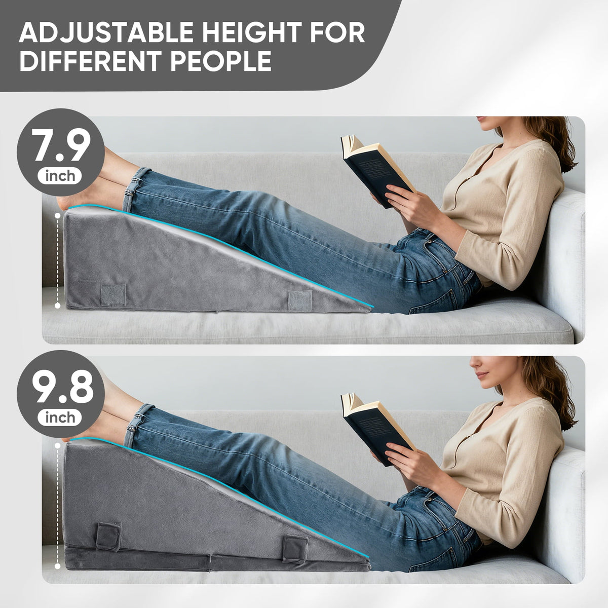 Doulami Leg Elevation Pillow for After Surgery, Adjustable Height Knee Pillow for Swelling, Support Pillow for Blood Circulation, Memory Foam Foot Rest Ankle Knee Support for Sleeping