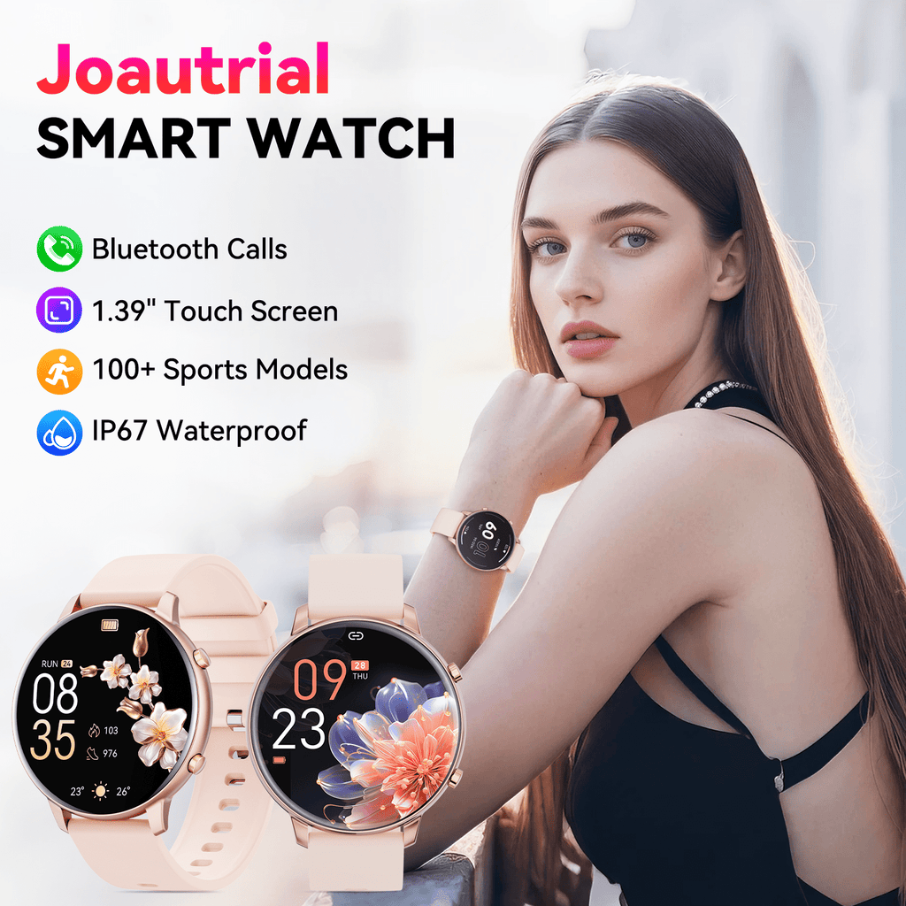 Smart Watch for Women, 1.39" Fitness Tracker with Bluetooth Calls(Answer&Make&Message Reminder), Smart Watch Fits for Android and iPhone, IP67 Waterproof, 100+ Sport Modes Smartwatch, for Gift, Pink