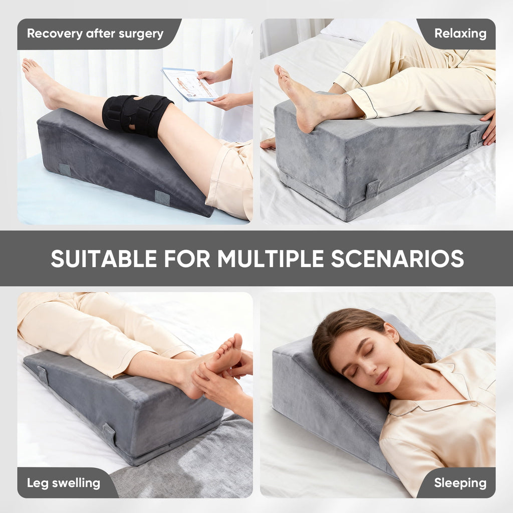 Doulami Leg Elevation Pillow for After Surgery, Adjustable Height Knee Pillow for Swelling, Support Pillow for Blood Circulation, Memory Foam Foot Rest Ankle Knee Support for Sleeping