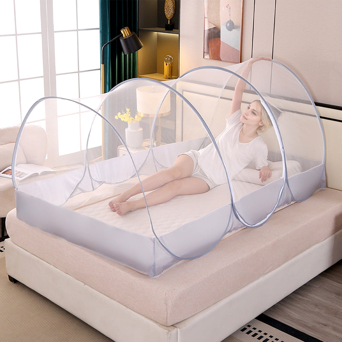 Doulami Mosquito Net Foldable Mosquito Net Tent Pop Up Travel Tent Lightweight Easy Setup Tent for Camping Travel Patio Bed Dorm