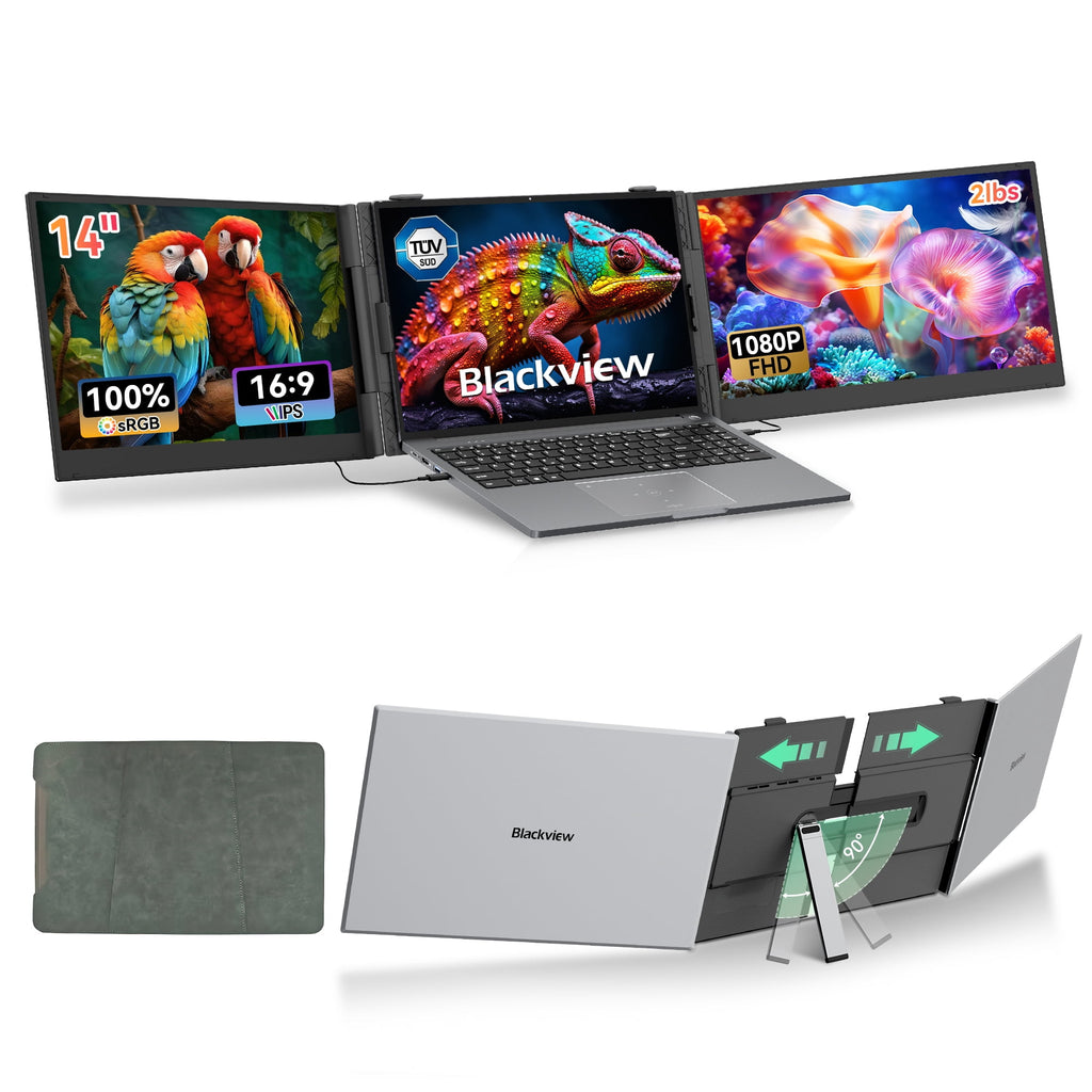 Laptop Screen Extender, 14" IPS Portable Monitor for Laptop, 1080P FHD Dual Display Screen for 13"-17.3" Laptops, USB-C/HDMI Plug & Play for Wins/Mac/Android