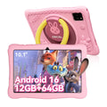 OSCAL KIDO2 Kids Tablet,10.1" HD+ Display with Shockproof Case,12GB RAM+64GB ROM,6600mAh Battery Google Kids Space,Parental Controls,Pink