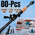 Doulami Fishing Rod and Reel Combo, 80-Pcs Fishing Poles Combo Set with Carbon Fiber Baitcasting Rod, Right-Hand Baitcaster, Cork Handle, Lure Kit