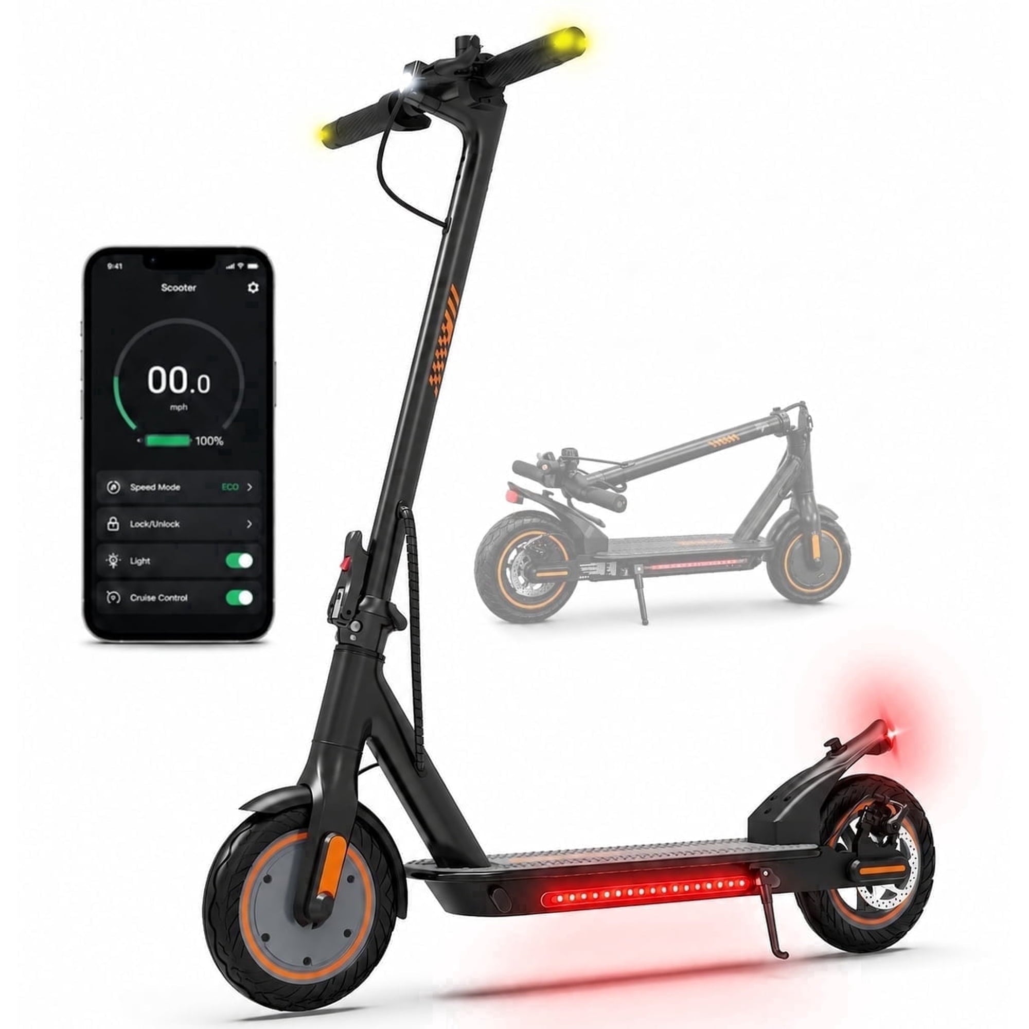 MAGIFOCUS B01 350W 10" Tires Electric Scooter with Turn Signals, 36V 9Ah, Up to 19mph & 22Miles, Foldable Commuting E-Scooter for Adults with Side Light & APP, UL 2272