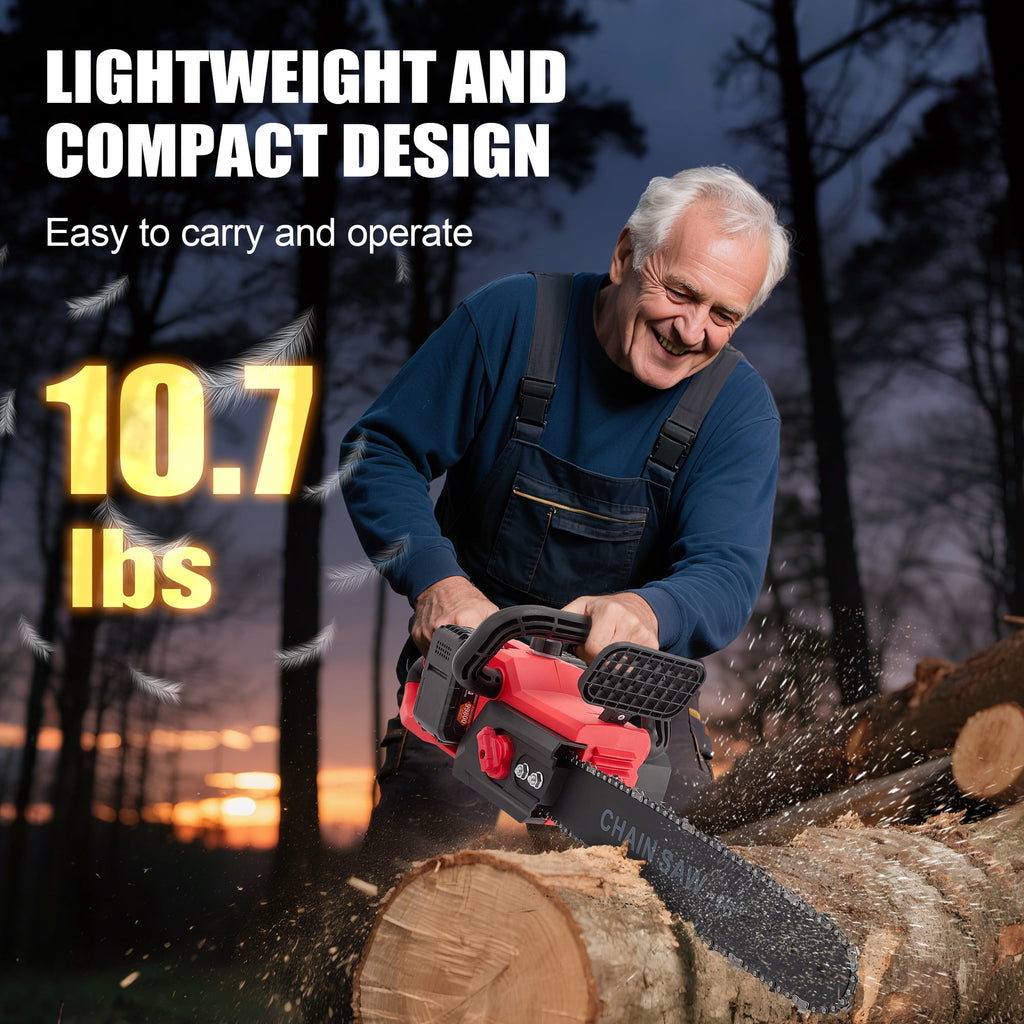 RELOIVE 16" Brushless Cordless Chainsaw, 42V 4000mAh with 3 Chains & Dual Chargers for Heavy-Duty Tree Cutting