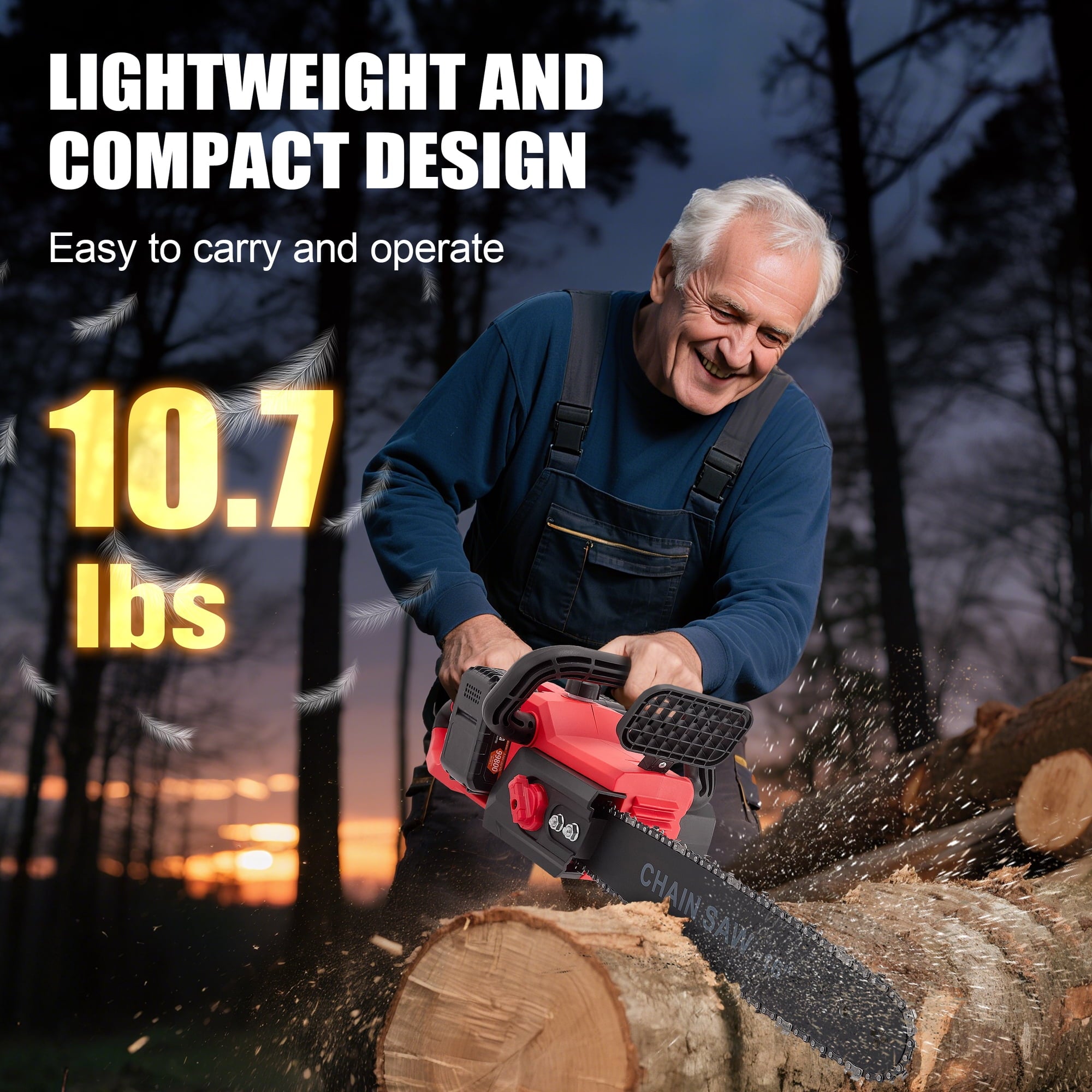 RELOIVE 16" Brushless Cordless Chainsaw, 42V 4000mAh with 3 Chains & Dual Chargers for Heavy-Duty Tree Cutting