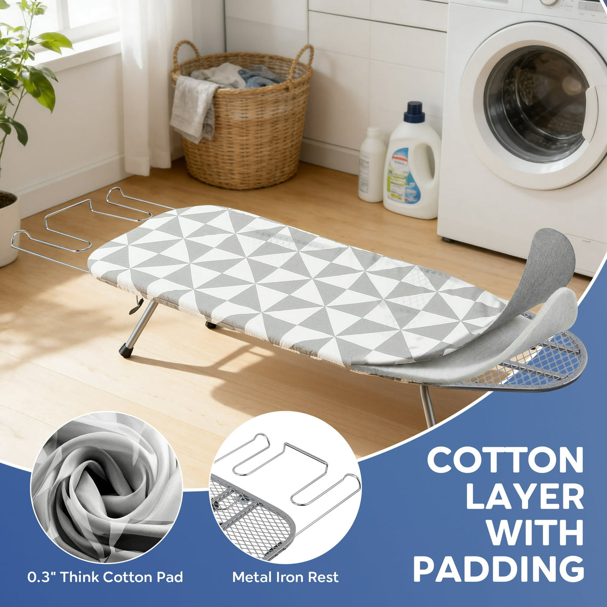 Doulami Ironing Board Tabletop Ironing Board with Iron Rest Portable Folding Iron Board for Dorms Apartment Travel