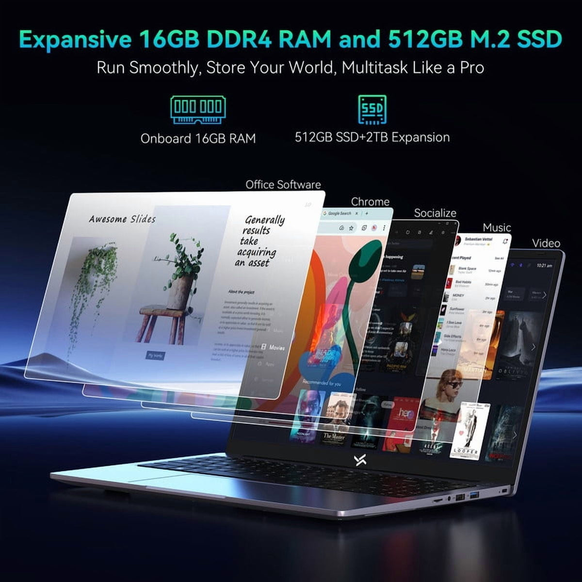 Huidun 2026 New Windows 11 Laptop, 15.6 inch Laptop Intel N150, 16GB RAM 512GB SSD, 1080P Full HD 4K Display, WiFi5 BT5.0, with Office, Computer Laptops for College Students, Business, School, Home