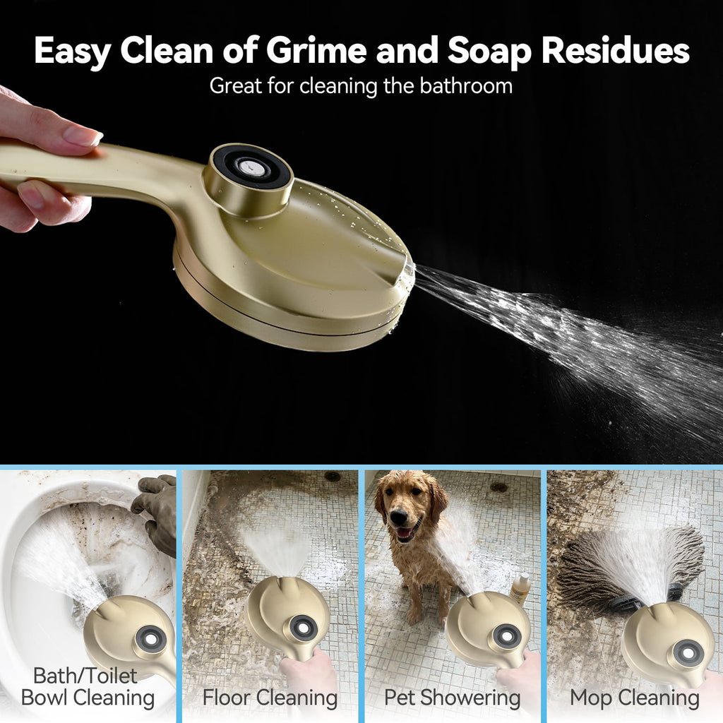 INAVAMZ 12 inch Rain Shower Head and Handheld Combo, High Pressure Shower, 3+8+1 Spray Modes, Magnetic Dock, Power Jet, Anti-Clog Nozzles, 60" Hose,Gold
