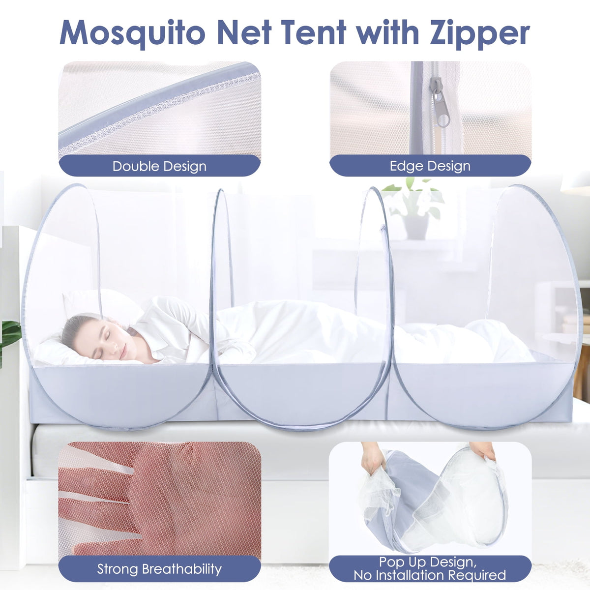 Doulami Mosquito Net Foldable Mosquito Net Tent Pop Up Travel Tent Lightweight Easy Setup Tent for Camping Travel Patio Bed Dorm