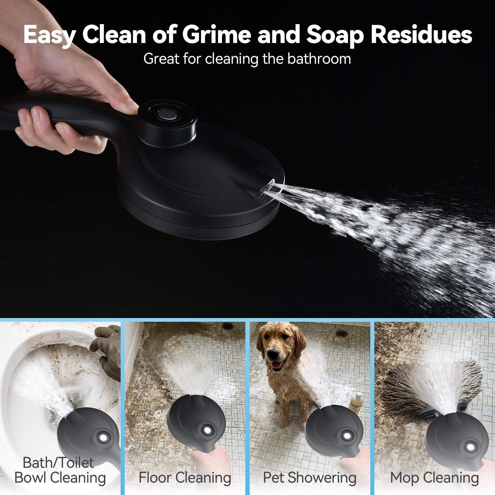 INAVAMZ 12 inch Rain Shower Head and Handheld Combo, High Pressure Shower, 3+8+1 Spray Modes, Magnetic Dock, Power Jet, Anti-Clog Nozzles, 60" Hose, Black