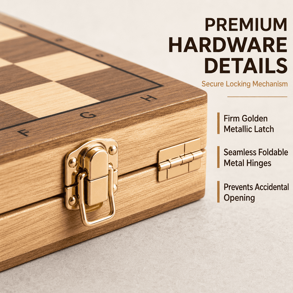 Doulami Chess Board, 3-in-1 Chess Checkers & Backgammon Set, Foldable Portable Travel Strategy Game, Eco-Friendly Solid Wood for Adults & Teens