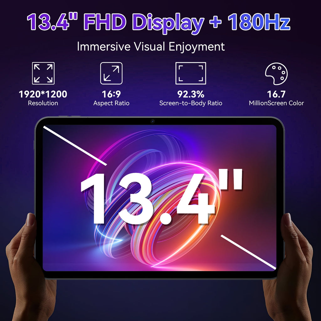TABWEE Android 16 Tablets T60 Pro , 13.4 Inch IPS Display, 24GB RAM 256GB ROM /2TB TF, Gemini AI, T7280 Octa-Core+16MP Camera, 10000mAh, Widevine L1, 2 in 1 Tablets with Keyboard Mouse Stylus