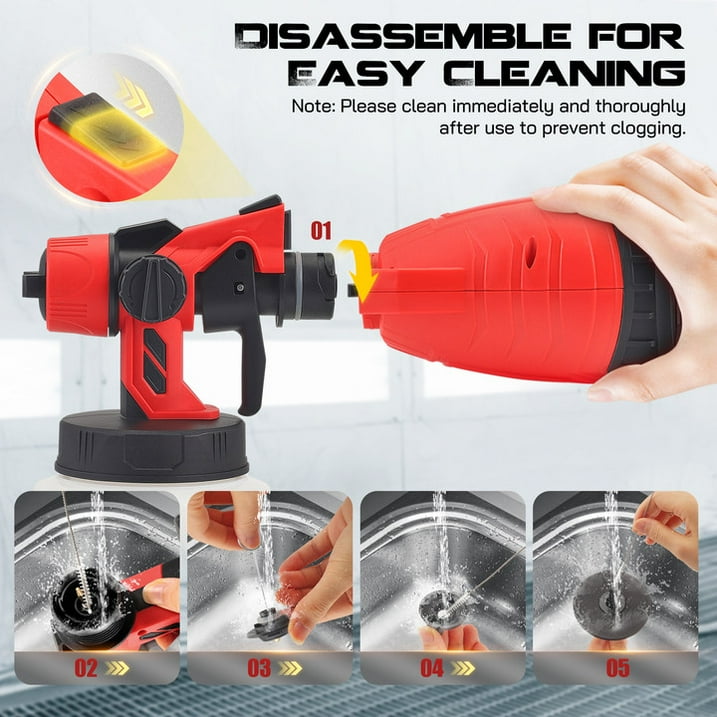 RELOIVE Cordless Paint Sprayer, 800W High Power Spray Paint Gun with 2PCS 4000mAh Batteries, Electric Paint Sprayer Gun with 1200ML Container for House Painting Furniture Cabinets Fences Walls