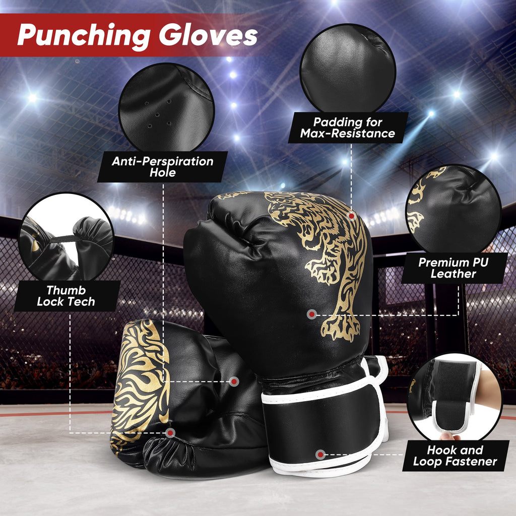 Doulami Punching Bag for Adults 4FT PU Heavy Boxing Bag Set Hanging Boxing Kit w/ Gloves, Red
