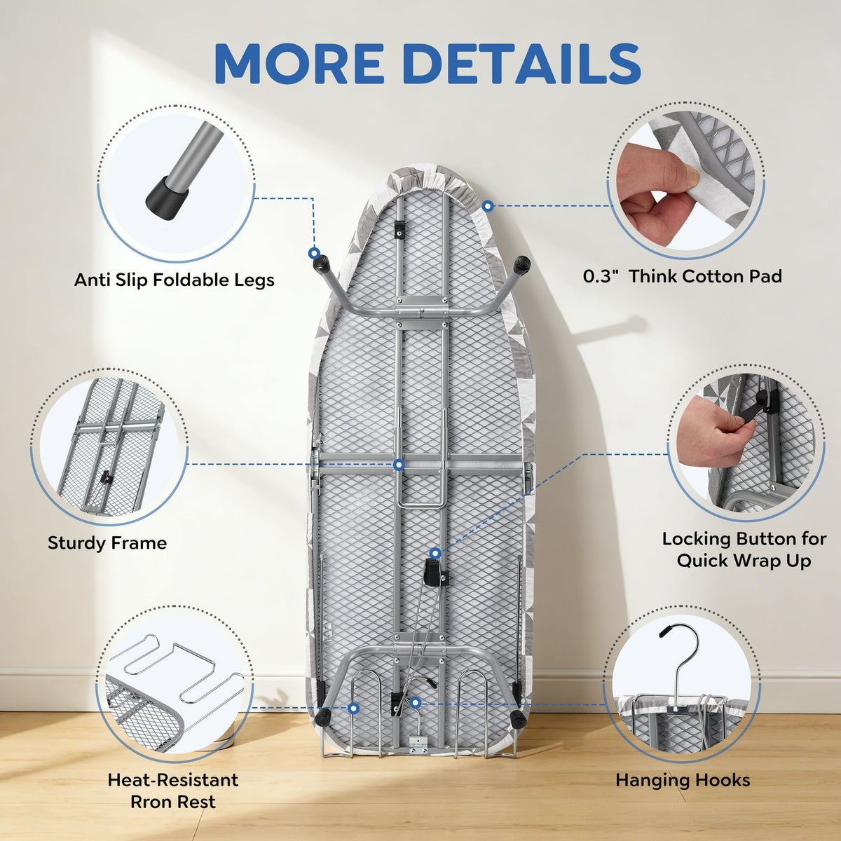 Doulami Ironing Board Tabletop Ironing Board with Iron Rest Portable Folding Iron Board for Dorms Apartment Travel