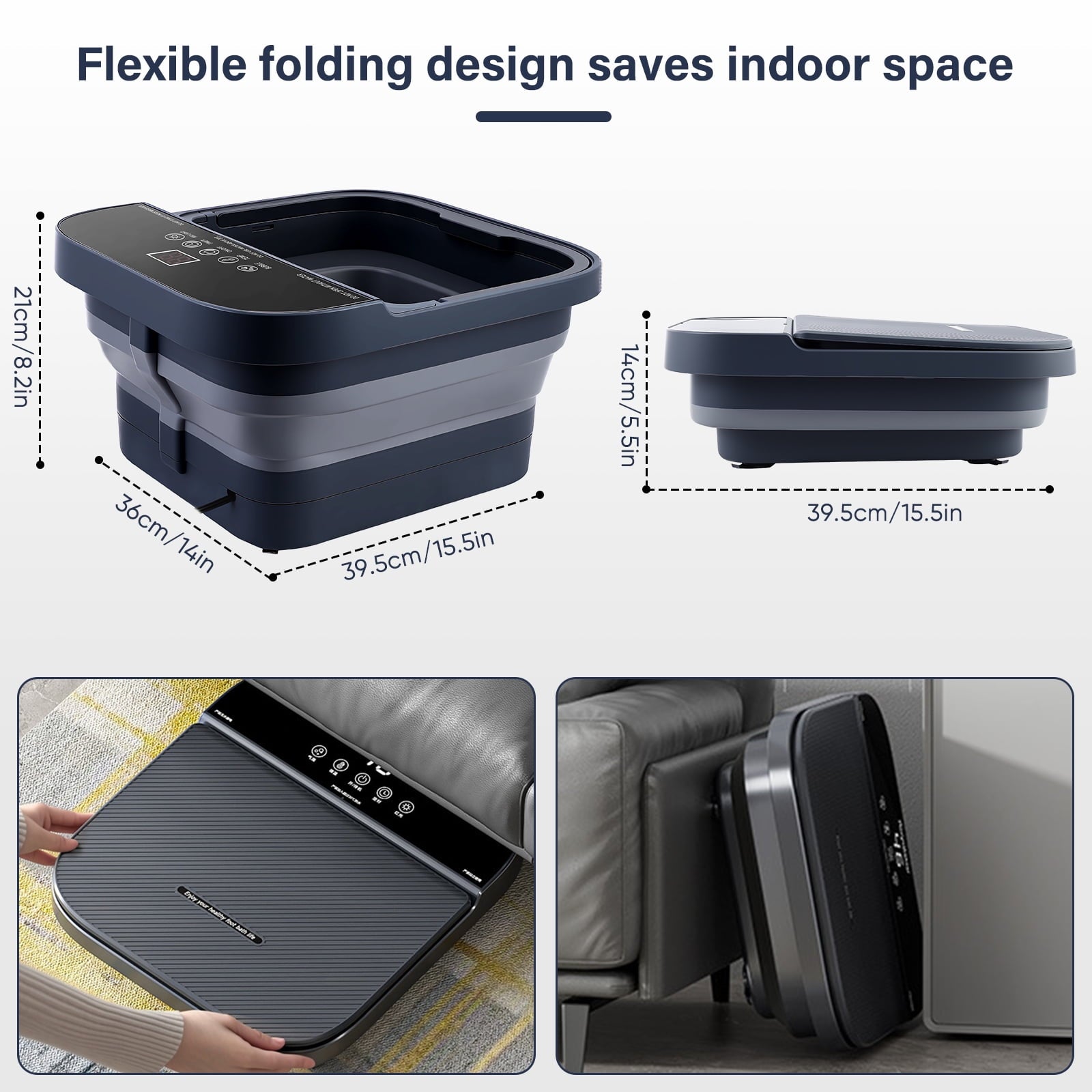 Doulami Collapsible Foot Spa Massager with Heat & Massage Rollers,Temp Control,Bubble,Touch Screen,Remote Control