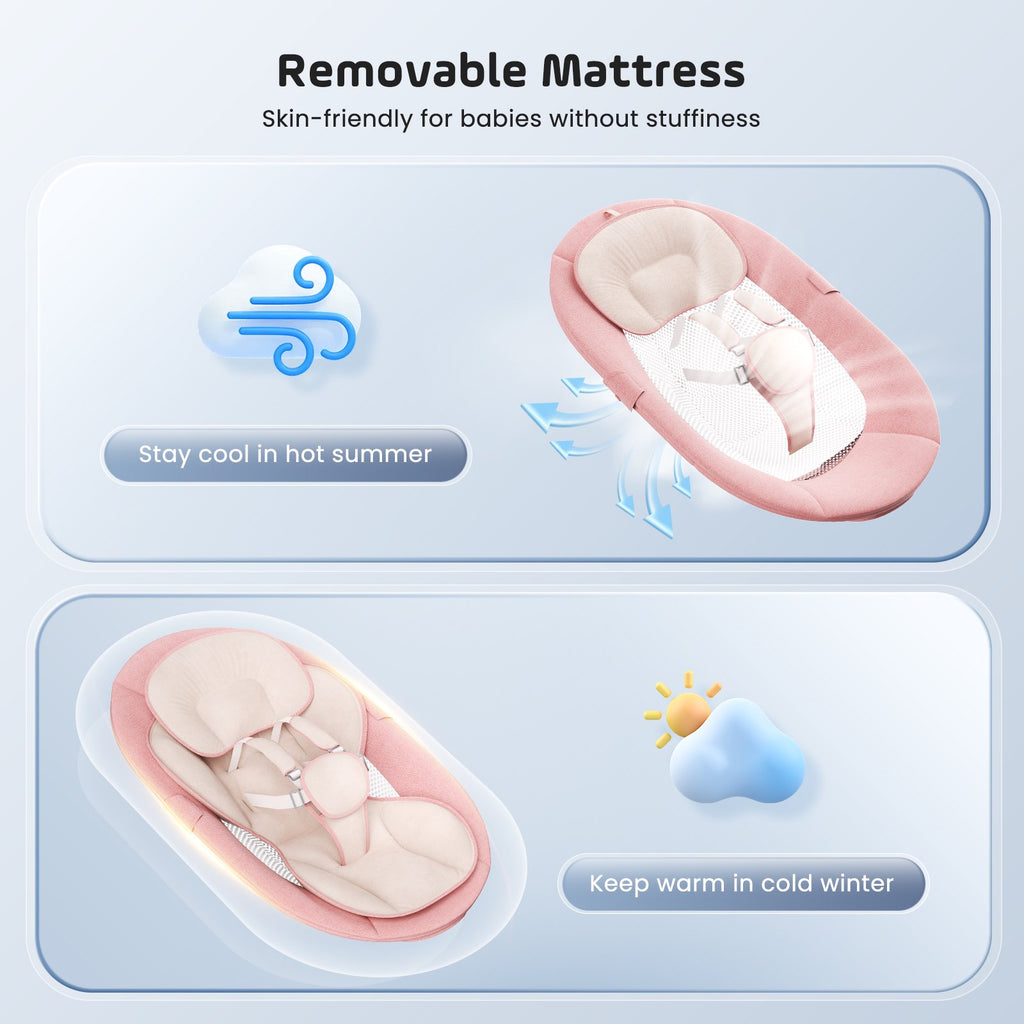 Doulami Electric Baby Swing for Newborn to Toddler Portable Infant Swing Rocker with Remote & APP Control & IMD Touch Panel, 5 Sway Speeds, 10 Lullabies, Pink