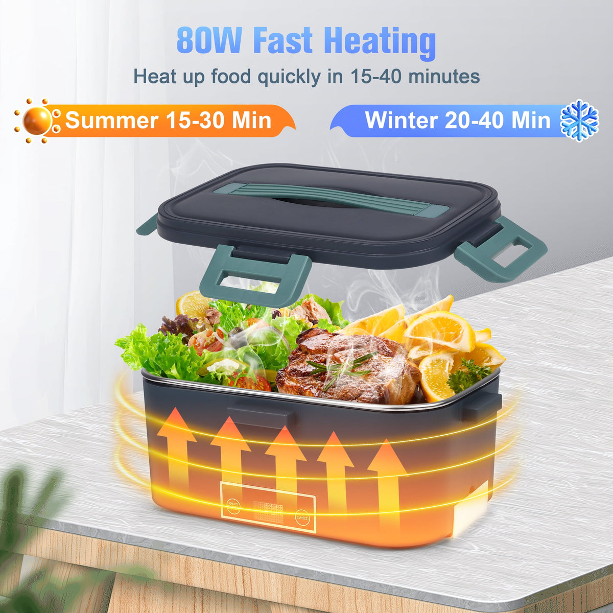 Doulami Electric Lunch Box Heated Lunch Box Portable Food Warmer1.8L Food Box for Adults 12V/24V/110 Heating Box for Car Truck Outdoor
