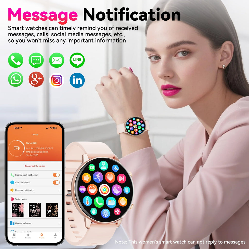 Smart Watch for Women, 1.39" Fitness Tracker with Bluetooth Calls(Answer&Make&Message Reminder), Smart Watch Fits for Android and iPhone, IP67 Waterproof, 100+ Sport Modes Smartwatch, for Gift, Pink