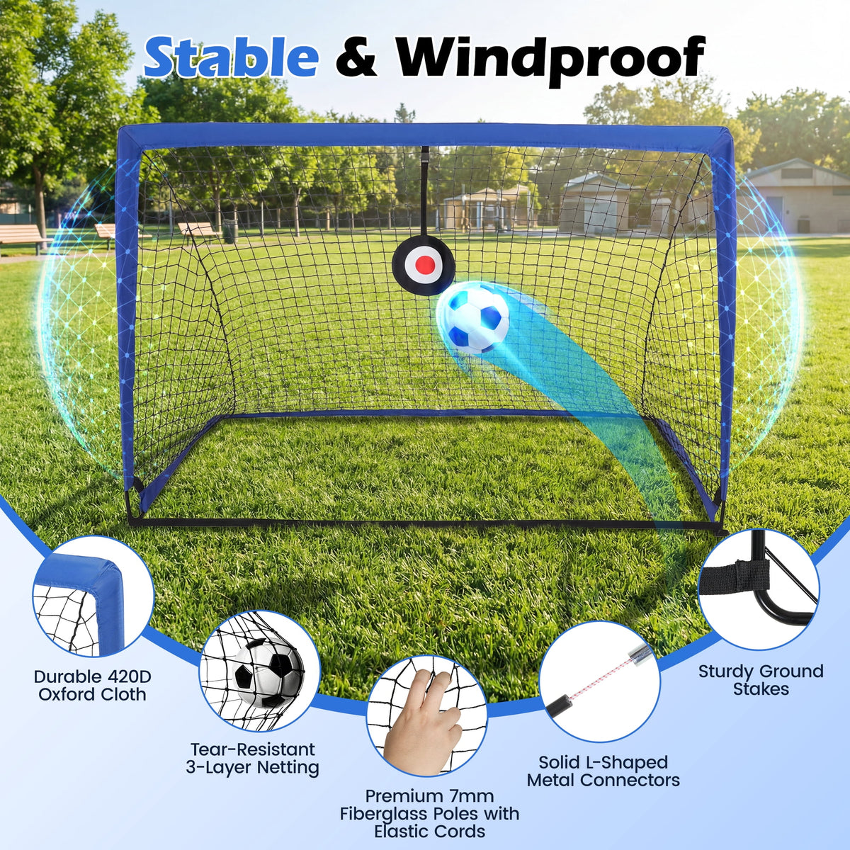 Doulami Soccer Goal Portable Soccer Goals for Backyard 4x3ft Pop Up Soccer Nets Training Equipment Blue
