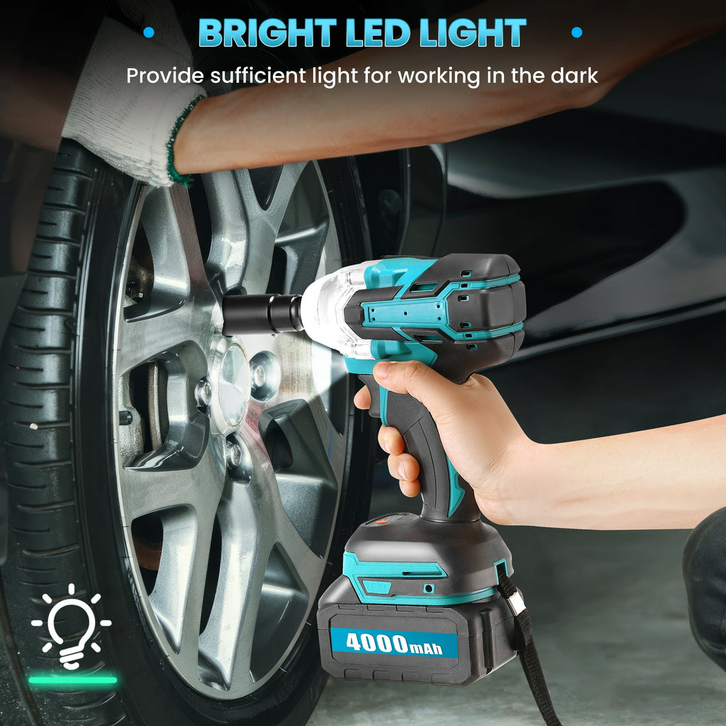 RELOIVE Cordless Impact Wrench 1/2", 553ft-lbs (750N.m) High Torque Impact Wrench with 2x 4.0Ah Batteries Brushless Motor Electric Impact Gun Impact Driver for Car Home