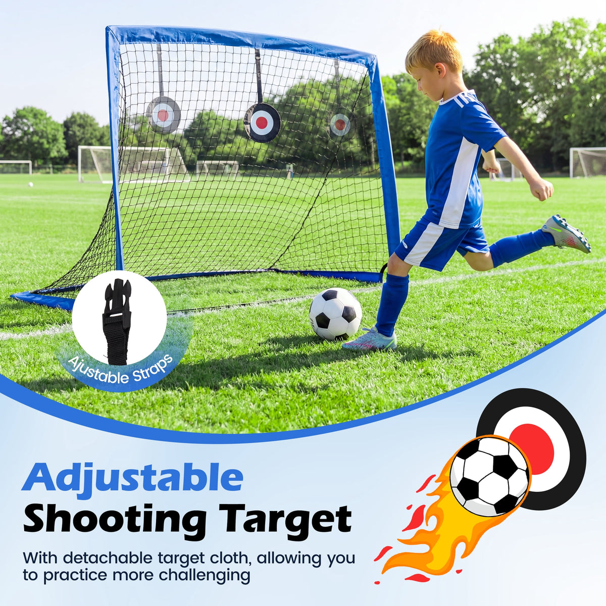 Doulami Soccer Goal Portable Soccer Goals for Backyard 4x3ft Pop Up Soccer Nets Training Equipment Blue