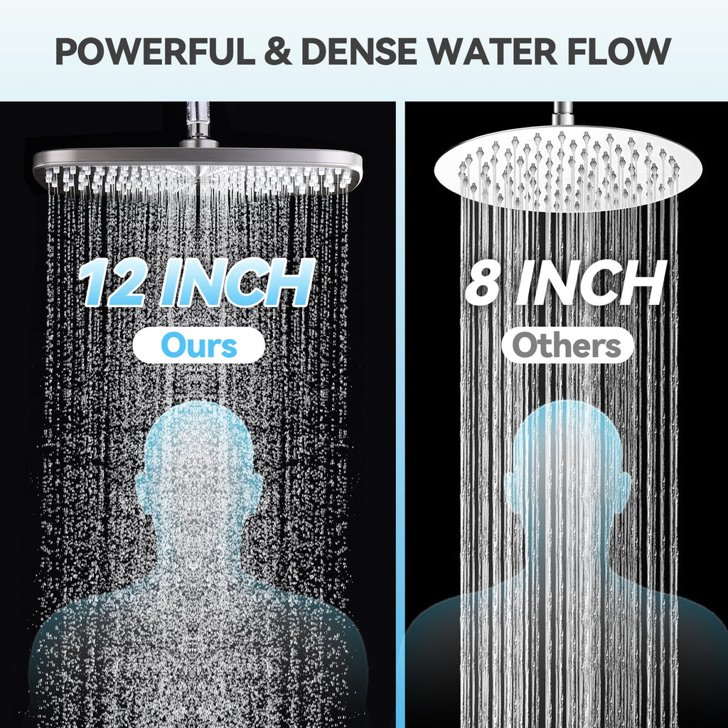 INAVAMZ 12 inch Rain Shower Head and Handheld Combo, High Pressure Shower, 3+8+1 Spray Modes, Magnetic Dock, Power Jet, Anti-Clog Nozzles, 60" Hose,Nickel